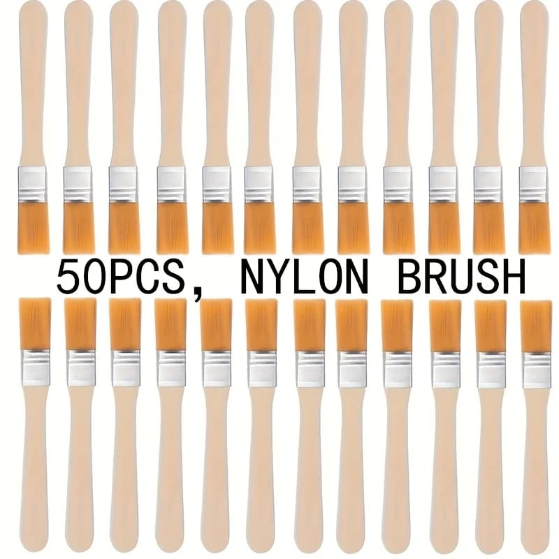 50 pennelli in nylon con manici in legno, 5 pollici, setole gialle, ideali per pareti, porte, armadi, mobili, recinzioni