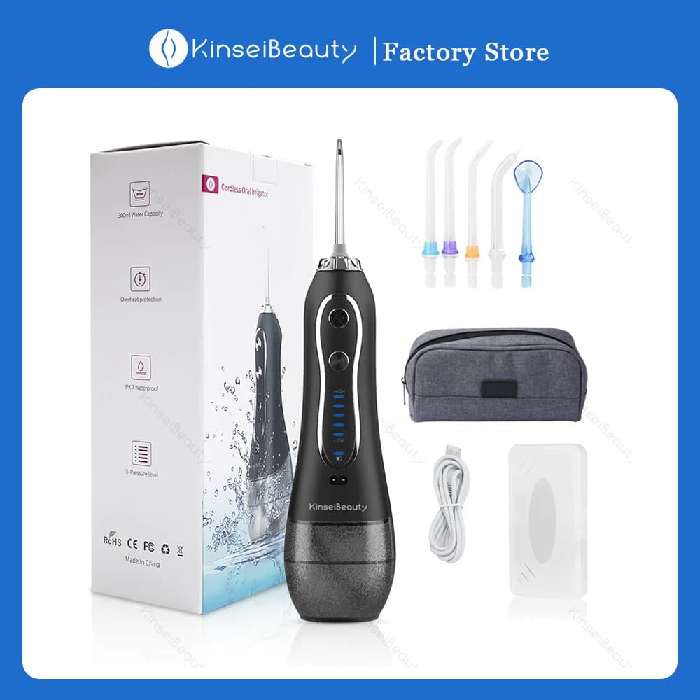 Kinseibeauty Acqua Flosser Dentale Denti Portatile Cordless USB Irrigatore Orale Pulitore Spazzolino Elettrico Impermeabile IPX7