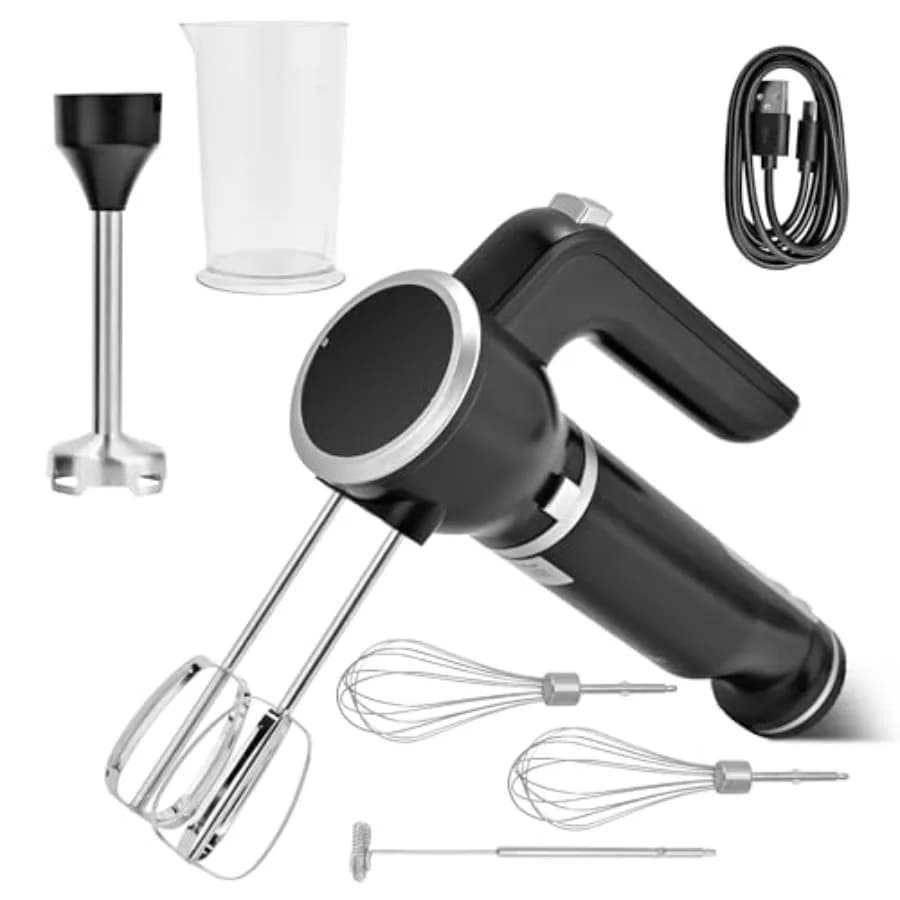 Multifunctional Dive Blender Rechargeable with Frusta and Container for Frullati