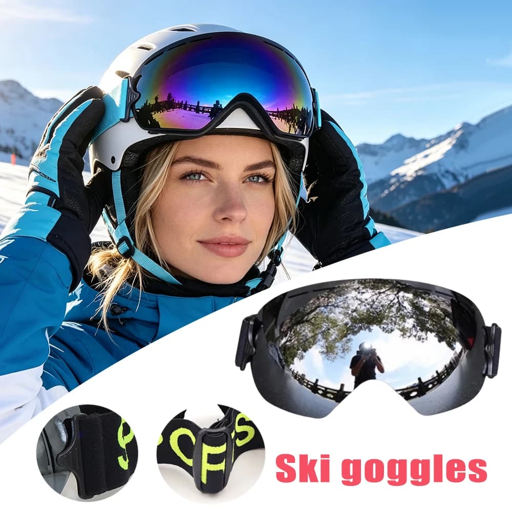 Ski Goggles Over Glasses Large Frame Single Layer Winter Snowboard Goggles Professional Windproof Sports