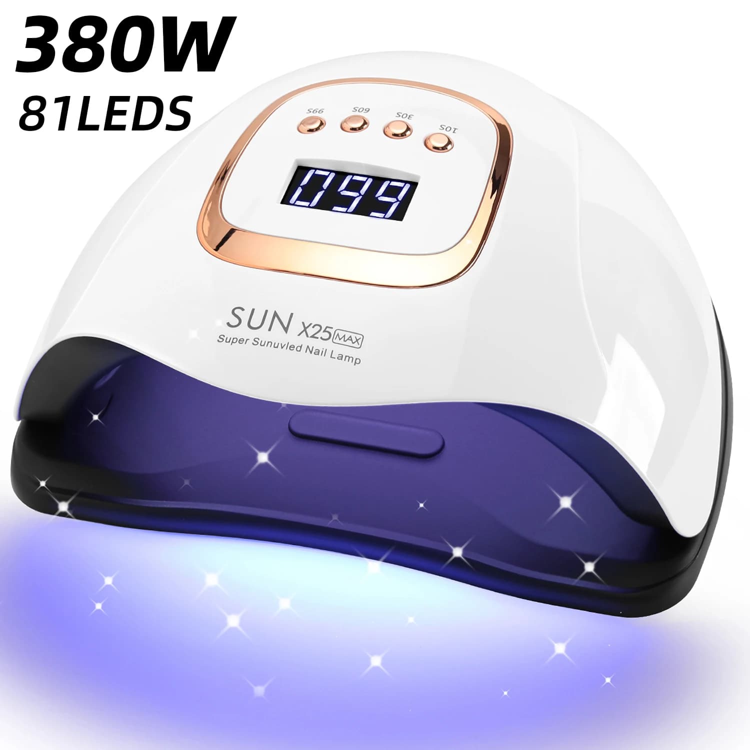 DianaBeauty 380W Lampada UV a LED Essiccatore per unghie Lampada per asciugare lo smalto gel con 4 impostazioni timer Sensore automatico Luce per unghie professionale