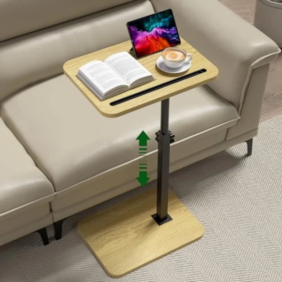 TV Table for Sofa - 360 ° Adjustable Swivel Table for Sofa, Table C, Coffee Table, Laptop with Telephone and Cup support