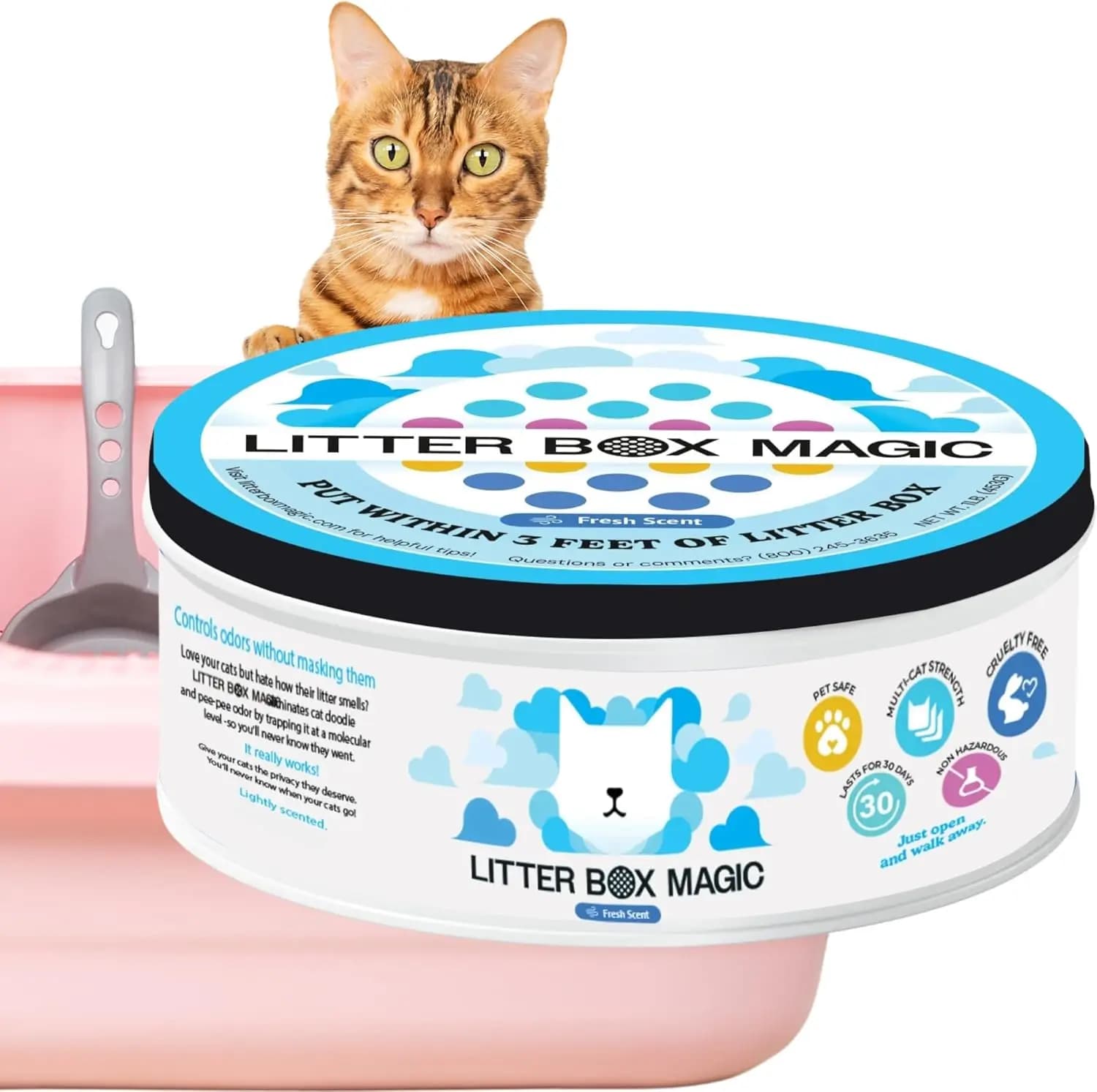 Deodorante per Lettiera per Gatti - Profumo Fresco, 16 Oz - Gel Assorbente di Odori, Deodorante per Lettiera, Controllo Odori per 30 Giorni