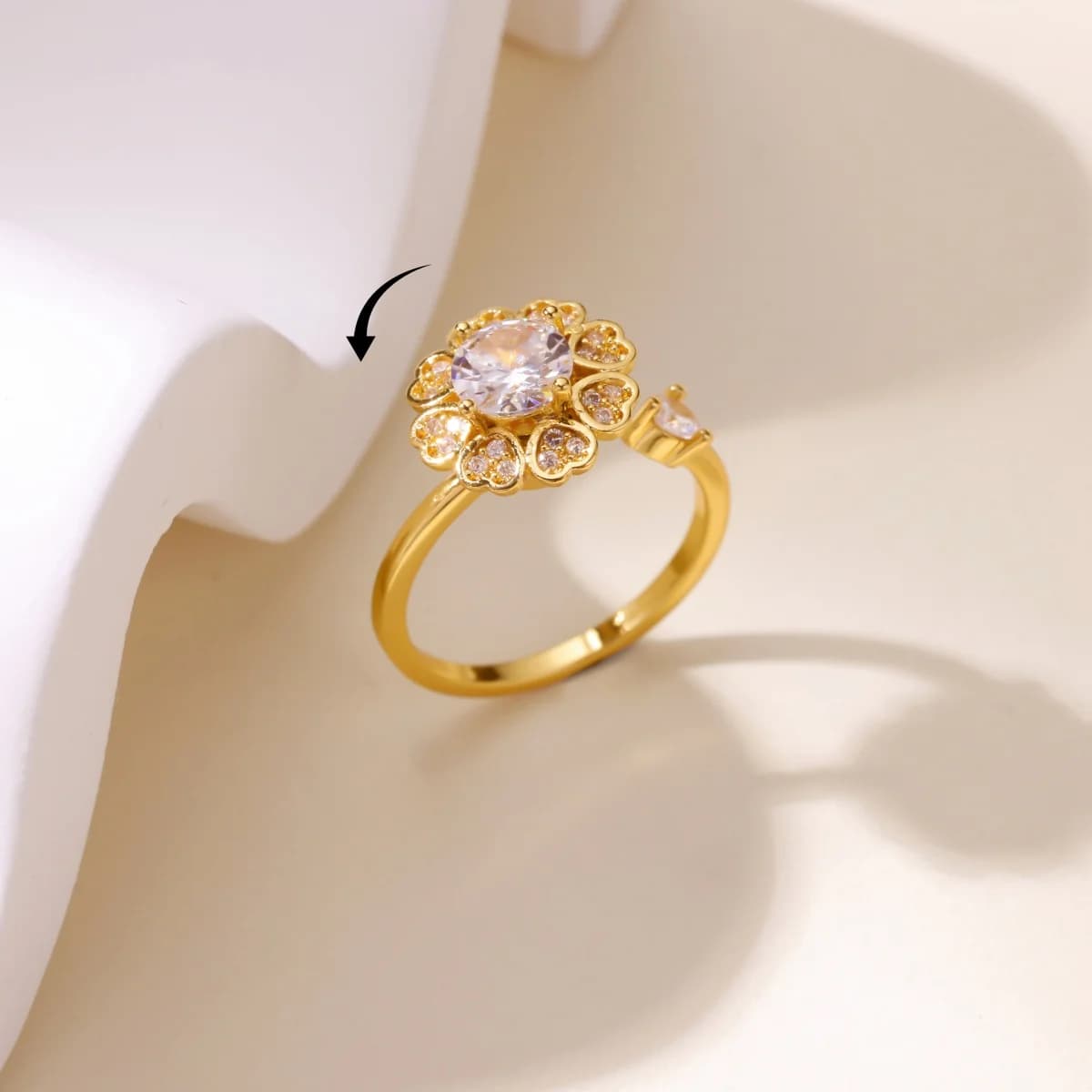 Anello di ansia con cuore di cristallo di moda Anelli Fidget Spinner per donne Ragazze Anello rotante con cuore carino Gioielli di lusso Regalo di nozze