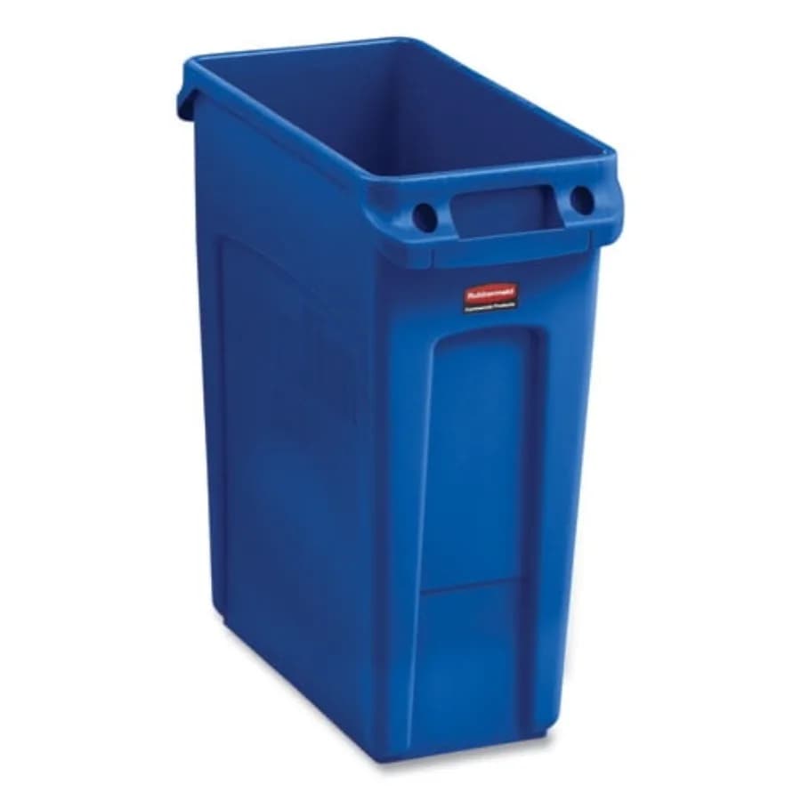 Contenitore per Riciclaggio Slim Jim, 16 Galloni, Bidone per Rifiuti in Plastica Resistente Blu per Ufficio, Aula, Uso Commerciale, Design Impilabile
