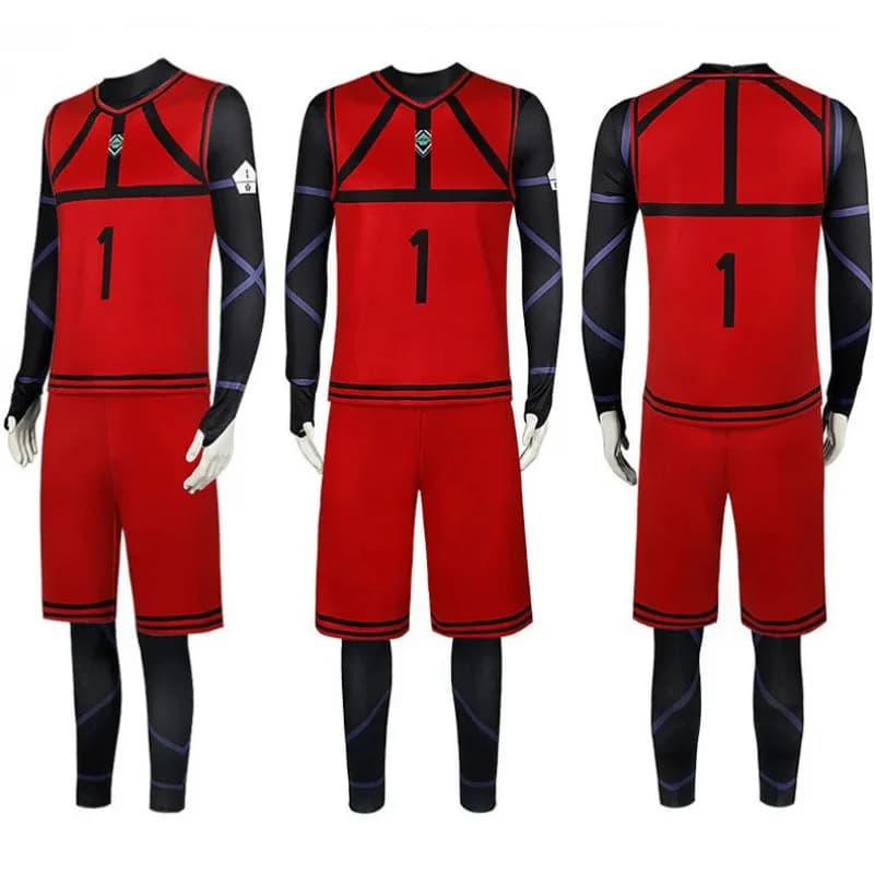 Costume Cosplay Anime Blue Lock, Tuta Rossa con Maglia per Itoshi Rin, Chigiri Hyoma, Aryu Jyubei, Mikage Reo, Bachira Meguru