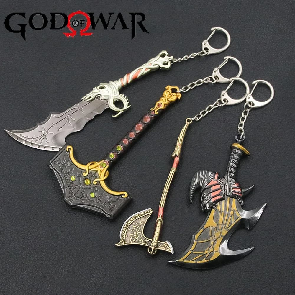 Gioco God of War 5 Ragnarok Portachiavi Kratos Ares Martello di Thor Lame dell'Esile Leviatano Ascia Arma Portachiavi per Uomo Gioielli