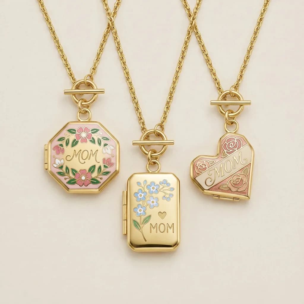 Collana con Ciondolo a Cuore MOM e Fiore per Donne, Regalo alla Moda, Collana con Catena Apribile e Chiudibile MOM, Bestseller