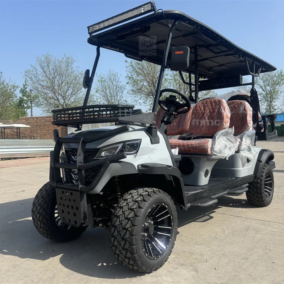 Carrello da golf elettrico con batteria al litio Pannello solare 4 ruote Street Legal 6 posti 48V Carrello da golf fuoristrada Buggy da caccia