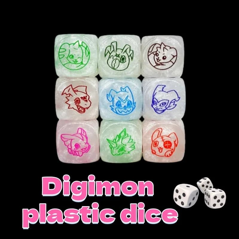 9style Digimon Anime Gioco di carte Dadi di plastica Terriermon/Guilmon/Pteromon/V-mon DTCG Casa Gioco da tavolo Gioco di carte Dadi Indicatore Giocattoli