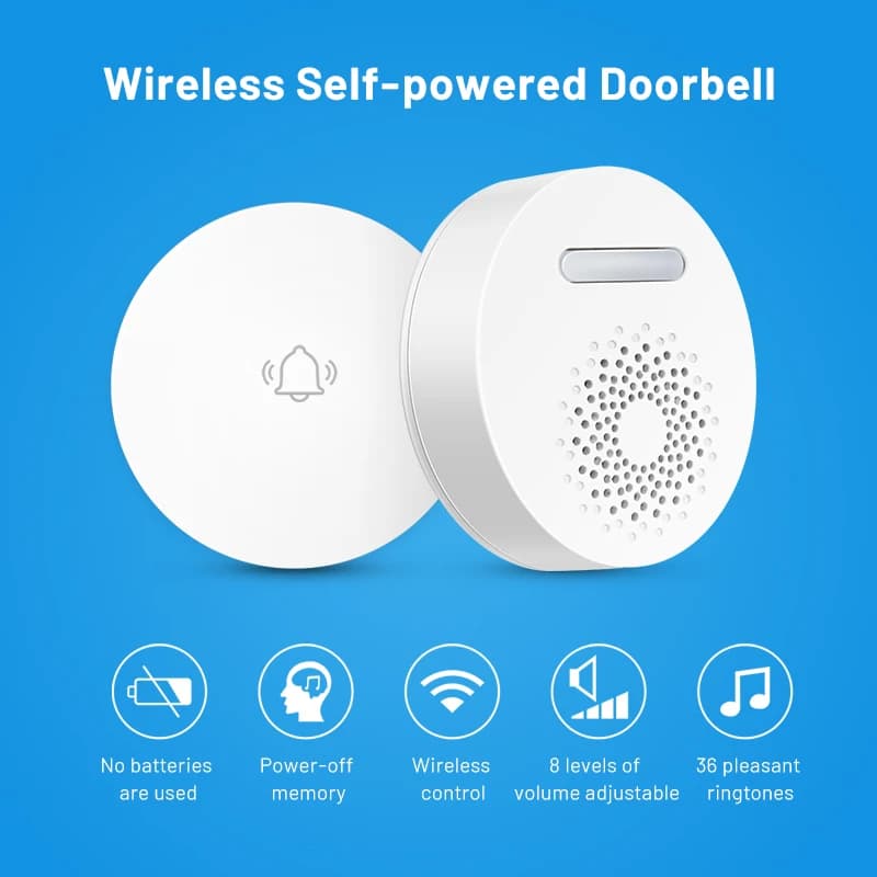 Campanello senza fili autoalimentato per allarme di sicurezza domestica Anello per porta con campanello di benvenuto