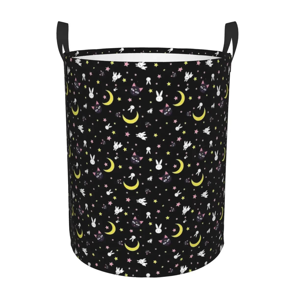 Cesto per Bucato Pieghevole con Simboli Planetari Arcobaleno di Sailor Moon, Cesto Portabiancheria Anime Cartoon per Conservazione Vestiti Domestici