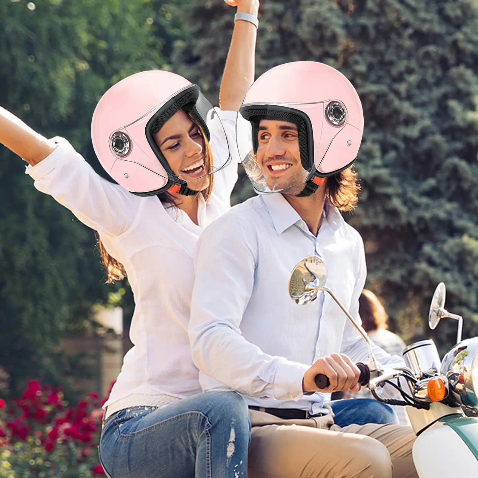 Caschi da moto a mezza faccia Equipaggiamento protettivo traspirante per il calore invernale con visiera per scooter da esterno Equitazione Sportbike