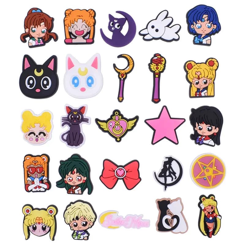 17-25PCS Japanese Anime Shoe Charms Cartoon Shoes Accessories Clogs Sandals Decorations Buckle for Kids Party Gifts