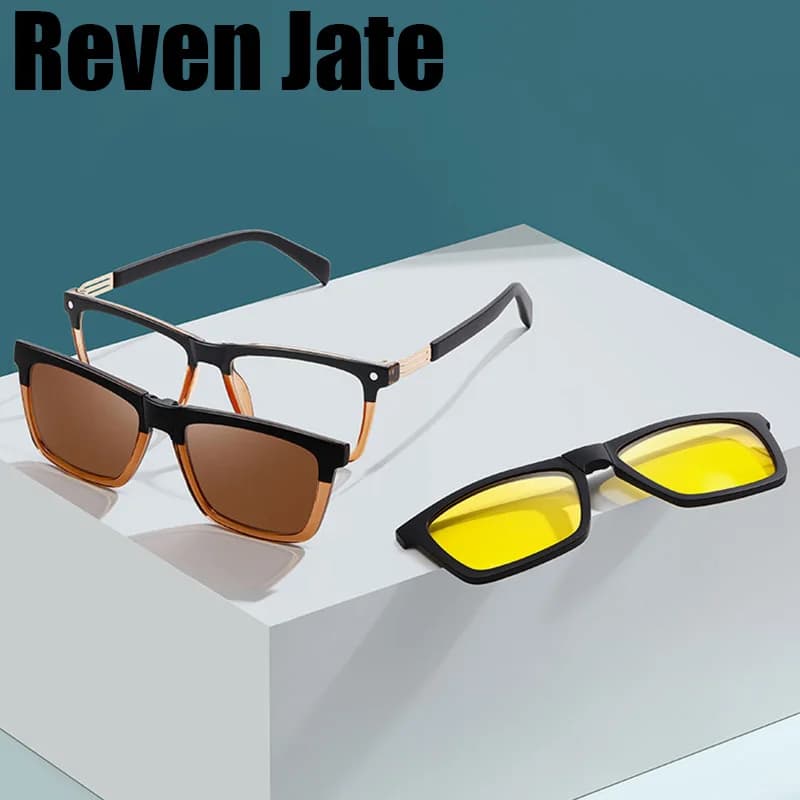 Reven Jate S33102 Occhiali da sole polarizzati Uomo Donna Clip magnetica su occhiali Montature per occhiali da vista in lega ottica Occhiali da vista