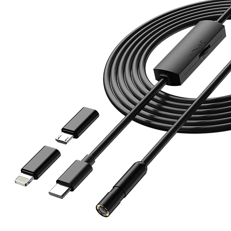Endoscope 3 in 1 for phone connection for iPhone/Type-C/Android Periscope Camera 5.5mm 8mm 1080P HD IP67 Pipe Inspection Camera