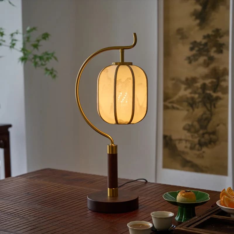 Nuovo stile cinese estetico cera bianca legno lampada da scrivania ricaricabile soggiorno camera da letto lampada da comodino lampada atmosfera antica
