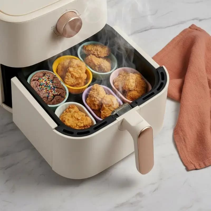 Odor Free Air Fryer Silicone Baking Cups 5Pcs Nonstick Easy Release Ramekins for Home Cupcake Baking