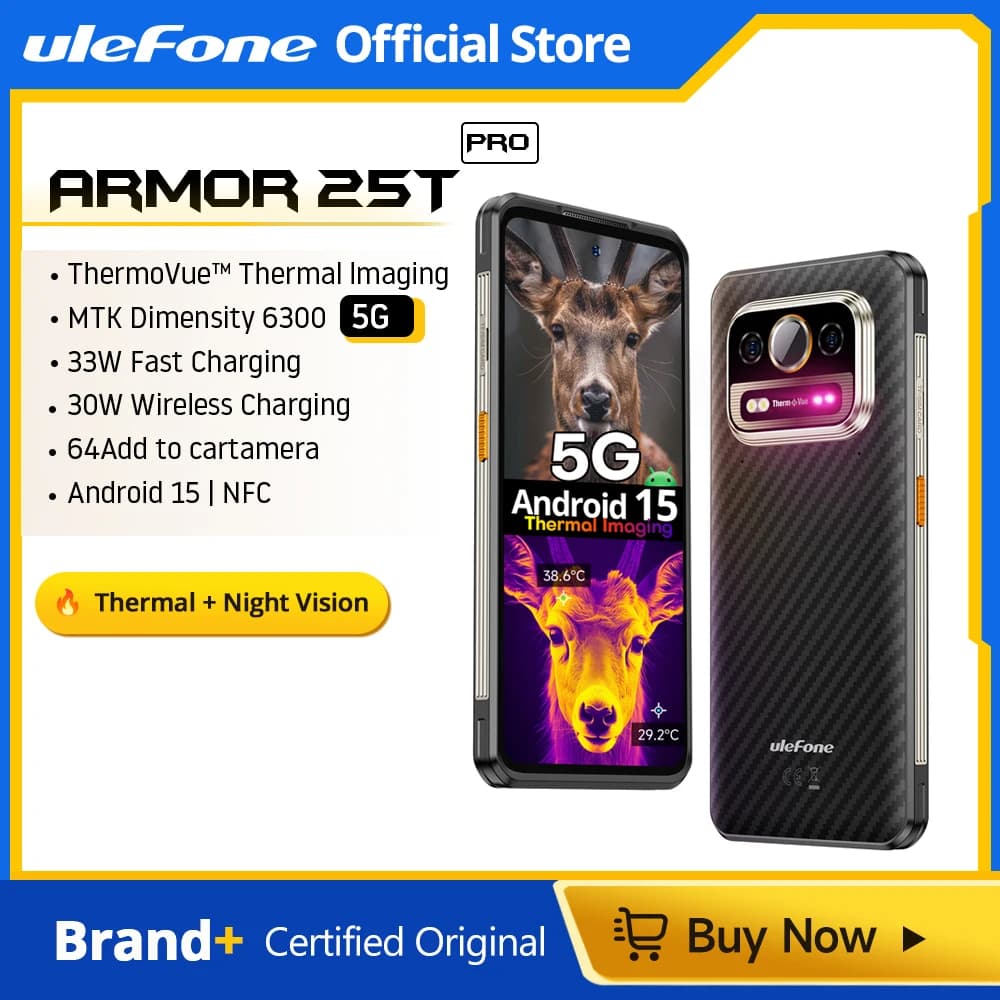 【Incize 2024 New】Ulefone Armor 25T Pro 5G Rugged Phone Android 15 30W ricarica Wireless 50MP + 64MP Night NFC Smartphone imperme