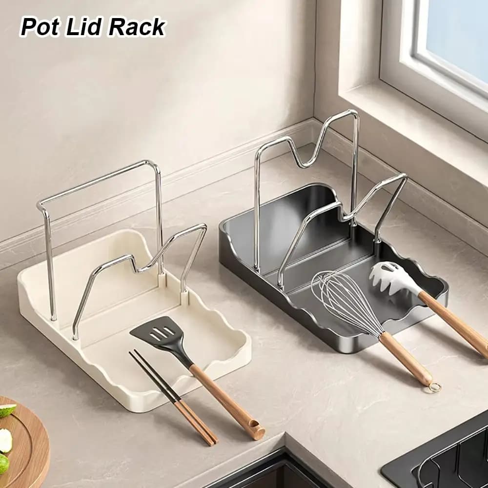 1 pz coperchio pentola in plastica rack posizionamento utensile pala porta spatola da cucina poggia cucchiaio tagliere portaoggetti