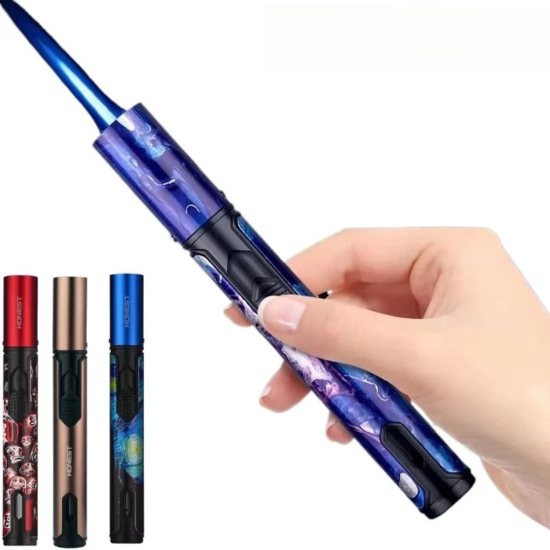 Hot Selling Metal Gas 2100 ° High Temperature Spray Gun Lighter Windproof Blue Strong Flame Lighter Outdoor BBQ Welding Tool