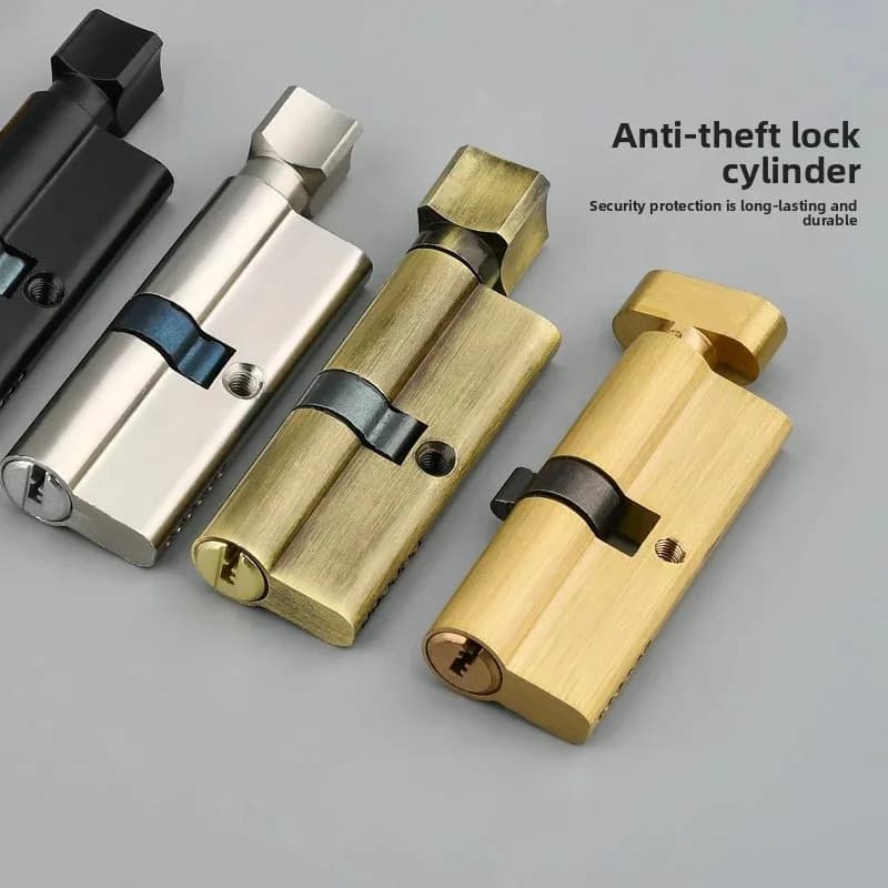 Cilindro Serratura a Pomolo in Alluminio per Porte UPVC Anti-Scasso con 3 Chiavi, Ferramenta di Sicurezza Domestica 35/35
