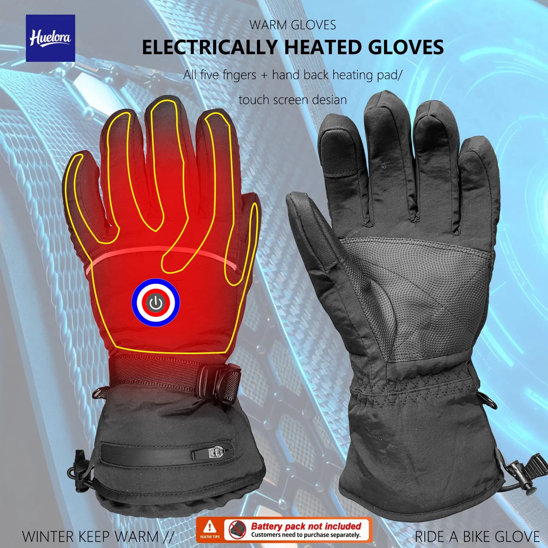 Guanti riscaldati elettrici per moto invernali da moto Guanti riscaldati Guanti termici riscaldanti ricaricabili impermeabili caldi per motoslitta