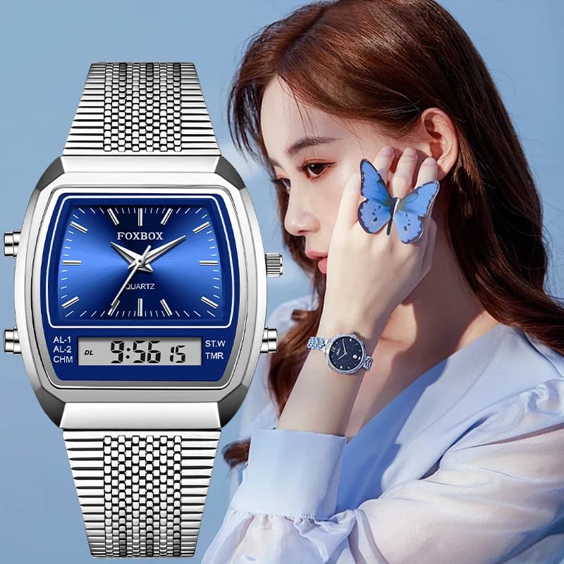 FOXBOX Orologio Elegante da Donna, Classico, Semplice, Casual, Sportivo, Impermeabile, al Quarzo, Elettronico, Regalo per Donne, Reloj Mujer