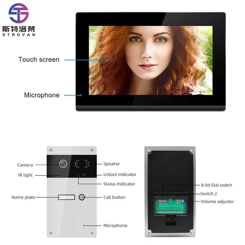 2 Sistema citofonico per appartamento cablato Videocitofono intelligente con campanello da 7 pollici 1080P