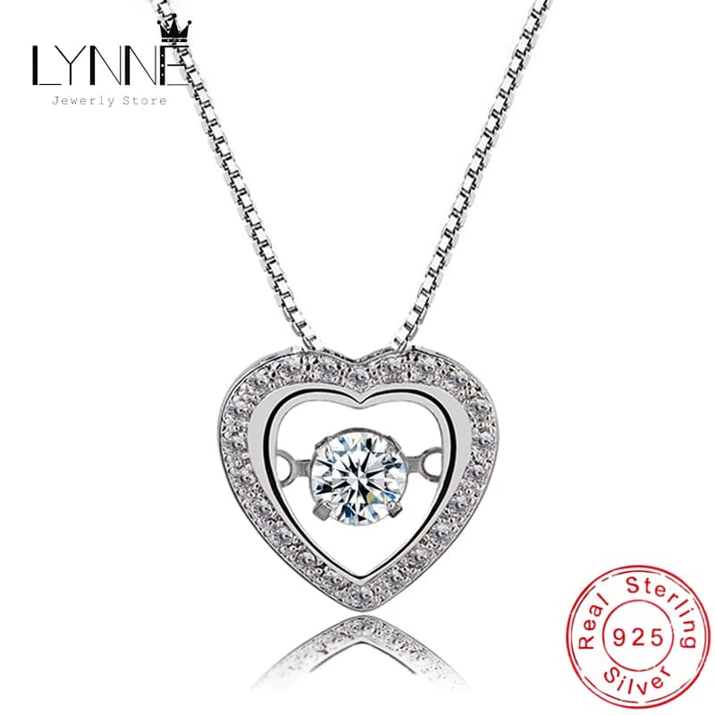 Collane con ciondolo a forma di cuore con strass rotanti di nuova moda Gioielli in argento sterling 925 Girocollo con zirconi con lucchetto d'amore per donna e ragazza