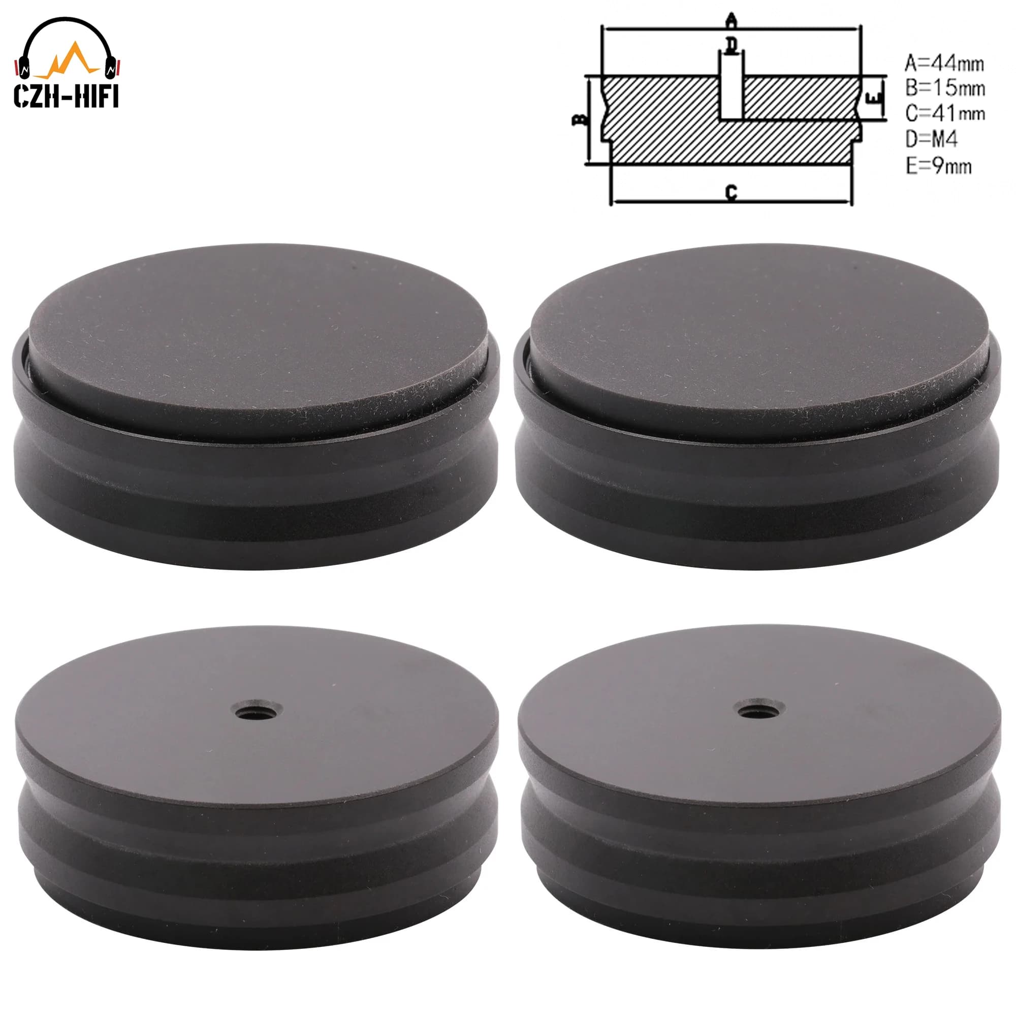 4 pz 44x15mm Lavorato Solido Pieno di Alluminio Isolamento Piedi Stand Pad Cono Base Da Pavimento Per Hifi Audio AMP Altoparlante Giradischi computer