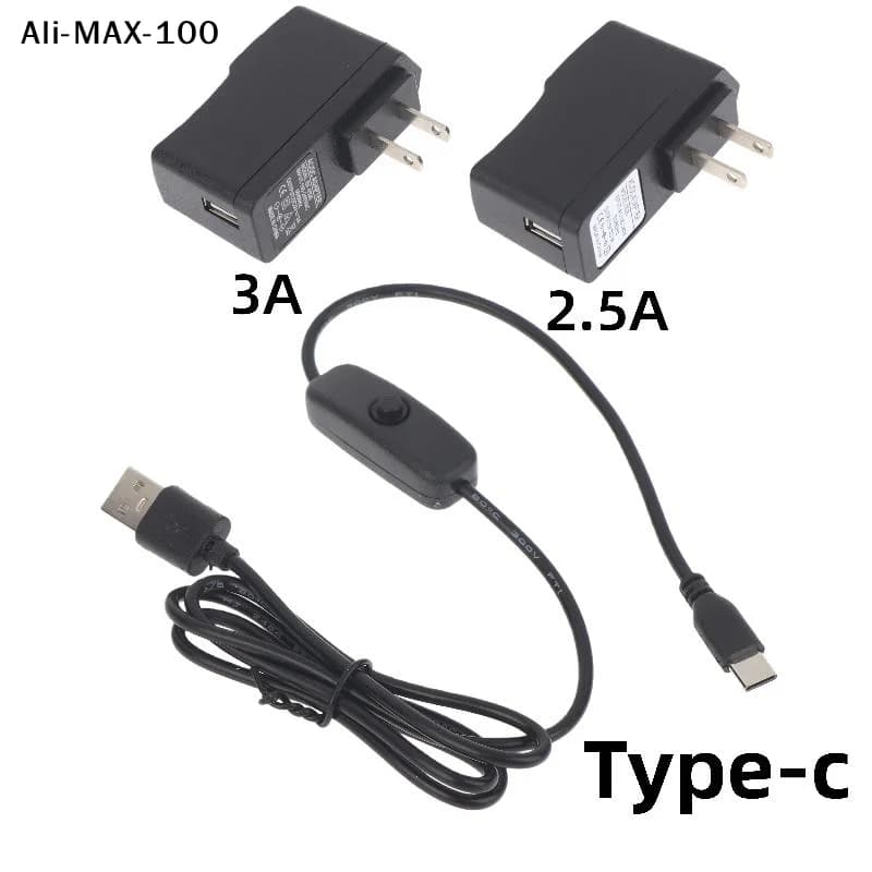 diAyS di1/2/3 USB C Extension Cable Parts for Raspberry Pi 3 4, Male C Type USB Adapter with On/Off Switch for Phone and Laptop