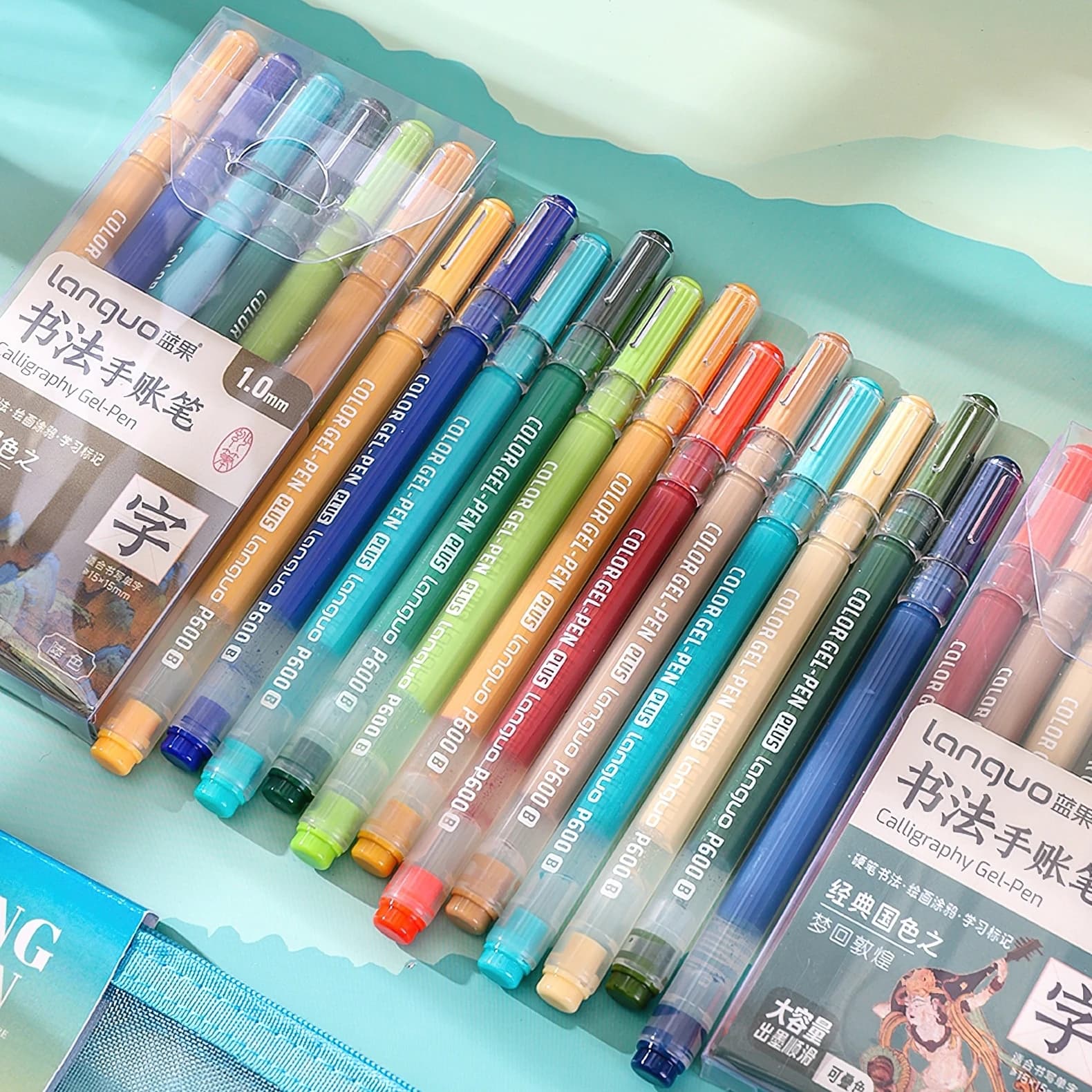 6pcs Calligraphy Gel Pens Set Bold 1.0mm Ballpoint Multi Color for Writing Drawing Painting Marker F7722