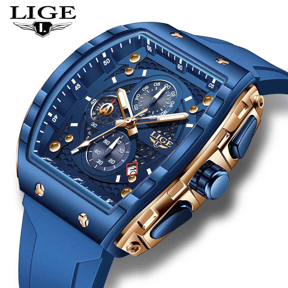 Orologio da polso al quarzo da uomo LIGE TOP, elegante e professionale, impermeabile, cronografo, luminoso, con calendario, cinturino in silicone, orologio da uomo, reloj hommes