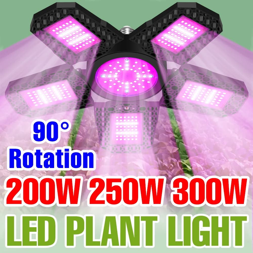 Lampadina LED per Coltivazione 300W a Spettro Completo, Pieghevole E27/E26, per Piante da Interno, Serra, Tenda, Fiori, Semi, Verdure, Lighting Supplement