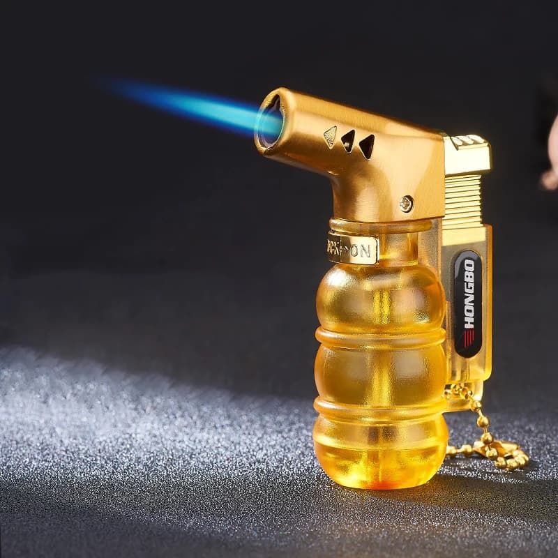 Turbo Jet Pistola a spruzzo antivento Gas butano visibile Accendino Tubo per sigari Accessori per sigarette Strumento di accensione da campeggio all'aperto