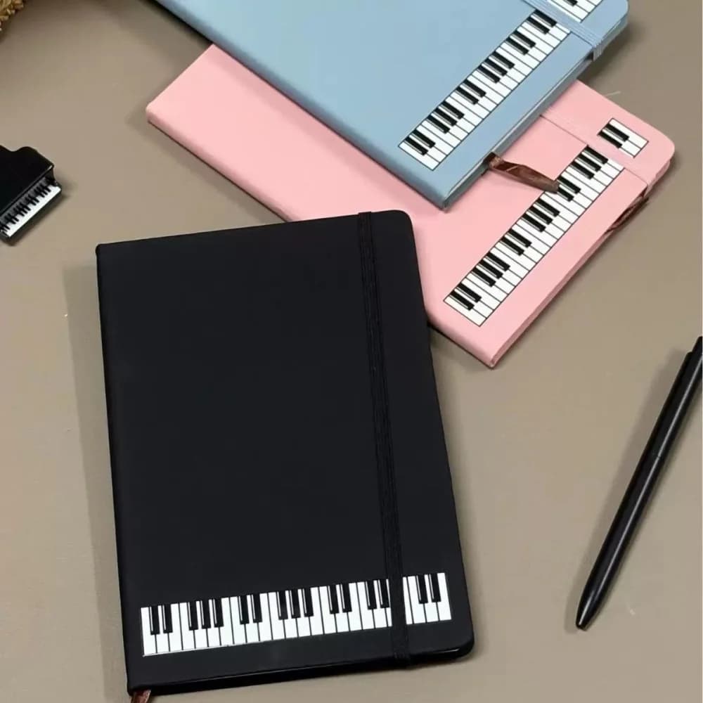 Music Theme Notebook Piano Style Journal Stationery Diary Office Study Supplies Leather Planner Gift Stationery
