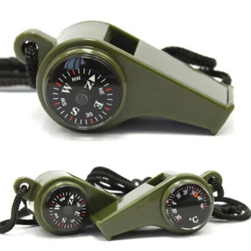 3in1 outdoor emergency whistle with compass, thermometer, outdoor whistle, convenient to carry suitable for camping and hiking