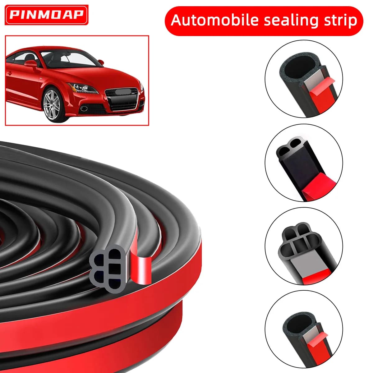 Car Door Rubber Seal Strip Double-Layer Weather Strip Auto Door/Hood/Trunk Protector Sticker Soundproof Waterproof Sealing Strip
