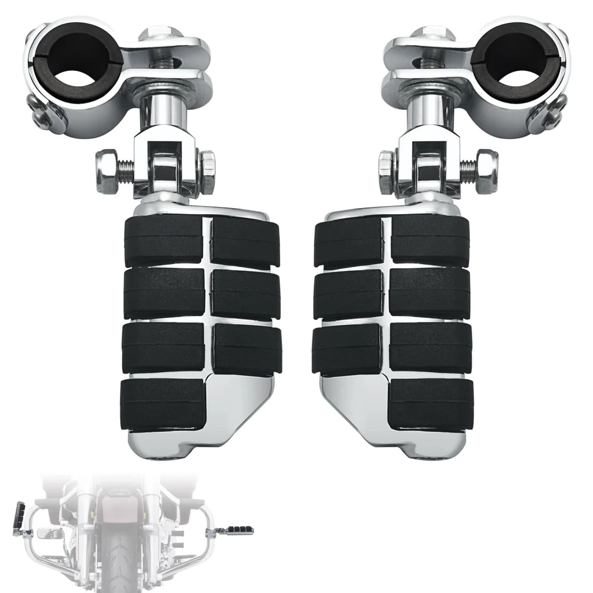 Chrome Highway Pedana Moto Poggiapiedi Pedale Pedana Montaggio Compatibile Per Harley Electra Road King Street Glide 1-1/4 "Bars