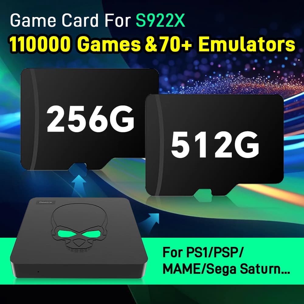 Carta King TF per PSP/PS1/N64/DC/SNES/MAME Scheda di gioco del sistema EmuELEC per console per videogiochi S922X con 110000 giochi Plug & Play