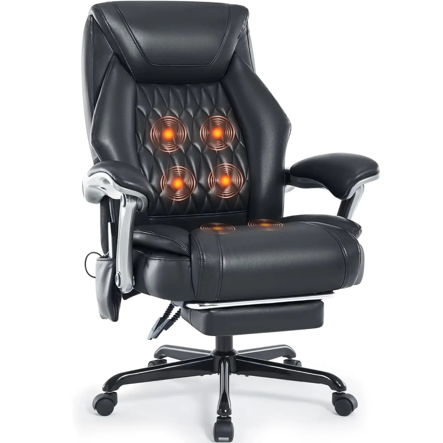 Sedia da Ufficio Massaggiante con Funzione Riscaldante e Poggiapiedi, Vibrazione a 6 Punti, Sedia da Scrivania Ergonomica Reclinabile, Personalizzabile