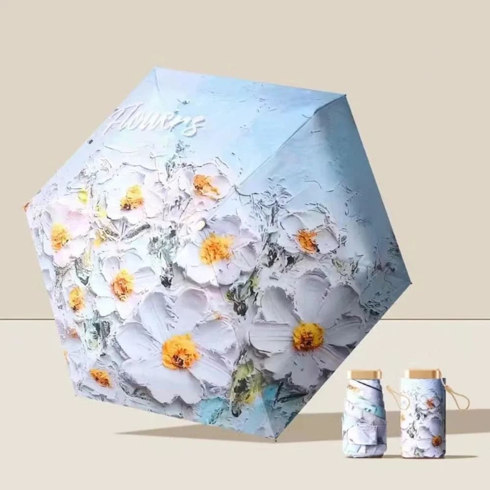 Lightweight Portable Mini Sun Umbrella UV Resistant UPF 50+ Sunscreen Parasol Waterproof Folding Compact Pocket Umbrella Travel