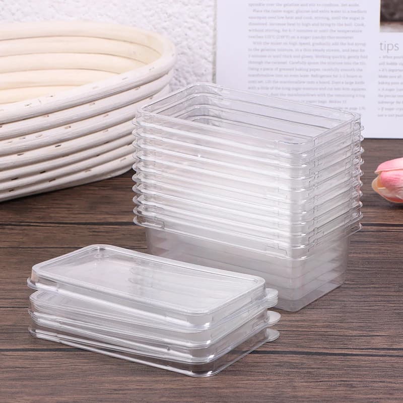 10 Pezzi Scatole Trasparenti in Plastica per Dessert con Coperchi a Cerniera, Contenitori da Asporto per Torte, Biscotti, Insalate e Alimenti