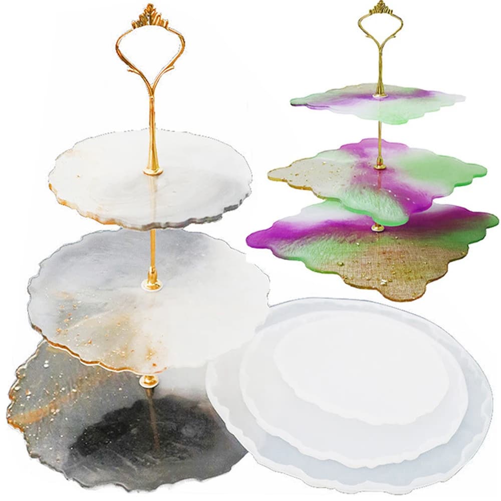 Big Tray Silicone Mold Sweet Home Fluid Artist Making 3 Layer Irregular round square Coaster Epoxy Resin Molds Art Supplies
