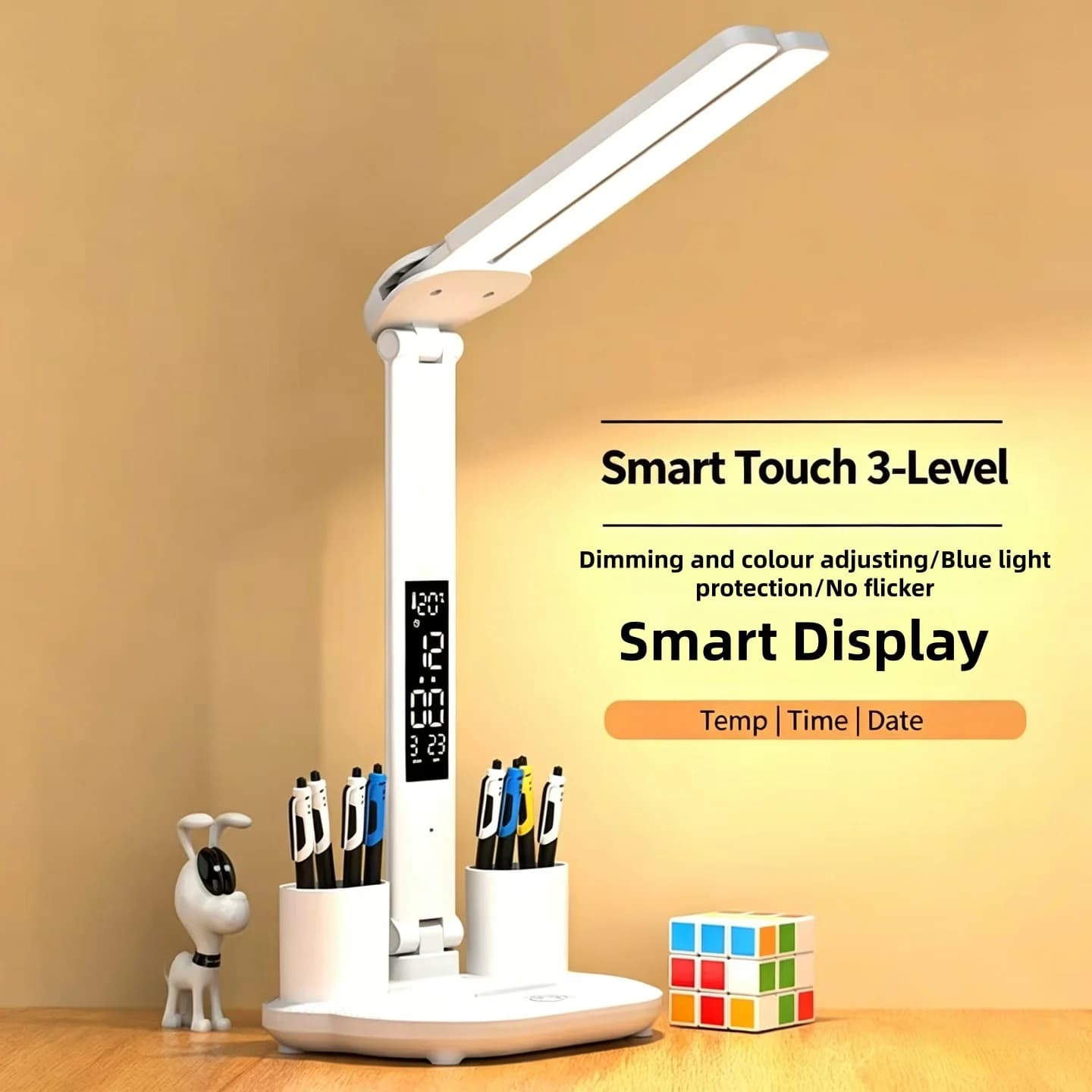 Multifunctional Touch Eye Care Desk Lamp with Display & Pen Holder