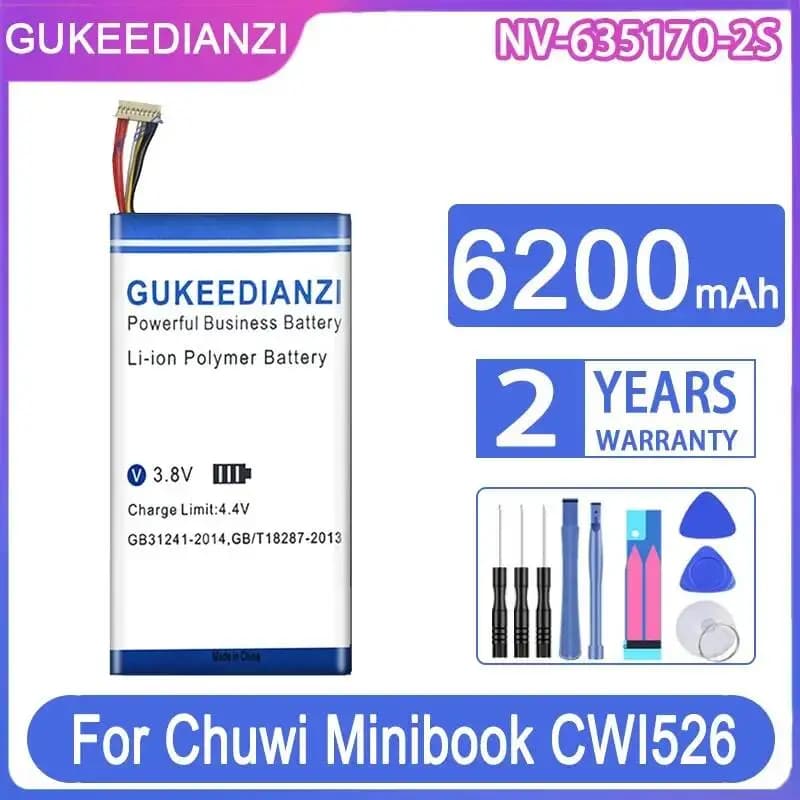 Batteria per tablet da 6200 mAh per Chuwi Minibook CWI526 NV-635170-2S con telaio, alimentazione affidabile, buone prestazioni a basse temperature