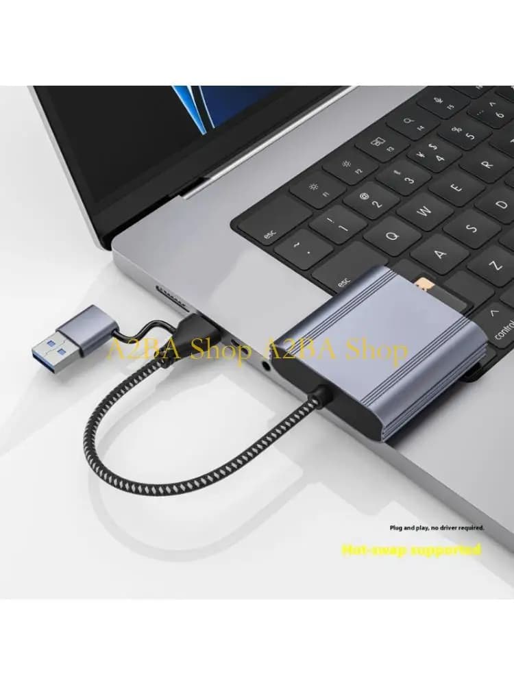 A2BA Double Slot Type And STANDARD Memory Card Reader USB CREATE 10Gbps Rapid Data Transfer Dense Aluminum Mixture For
