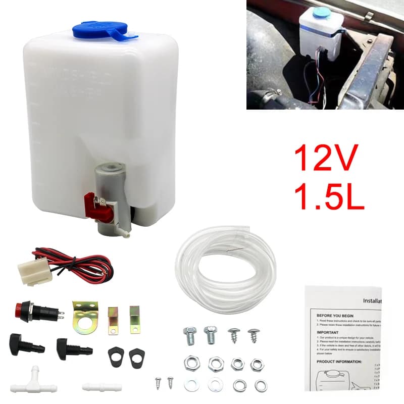 1.5L 12V Universale Parabrezza Rondella Bottiglia Serbatoio Pompa Tergicristallo Sistema Serbatoio Kit Jet Switch Strumento Pulito
