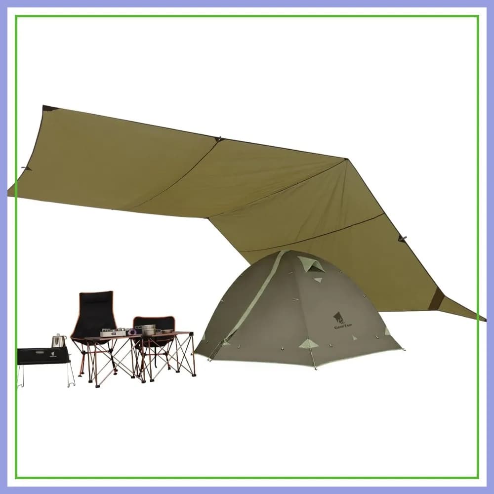 Telo Tenda da Campeggio Grande 17x10ft, Telo Impermeabile Ignifugo per Riparo dalla Pioggia per Escursioni Viaggi Picnic (Pali Non Inclusi)